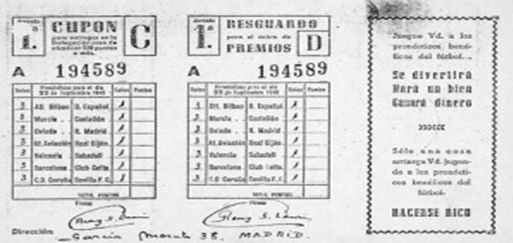 Primera Quiniela en 1946 Imagen de la Primera Quiniela en 1946